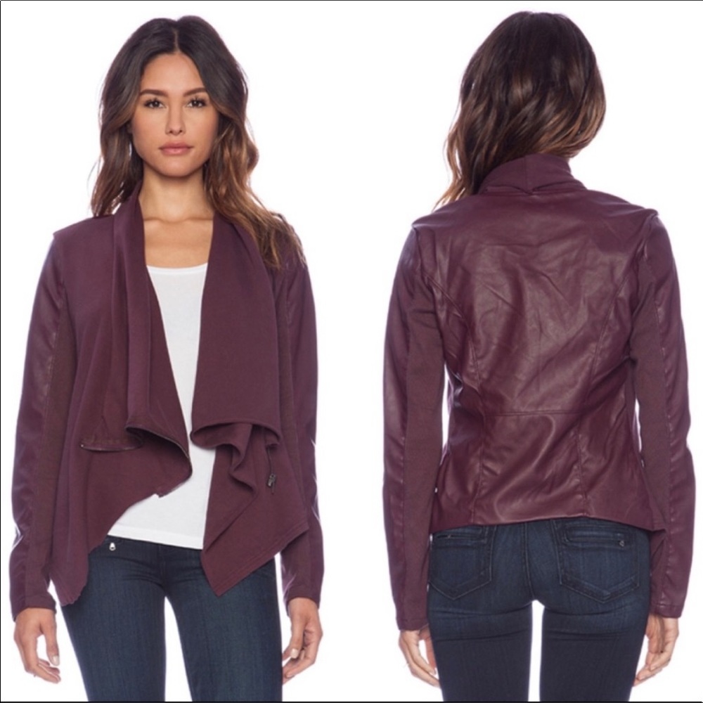 Blank NYC Oxblood Vegan Leather Drape Jacket sz M